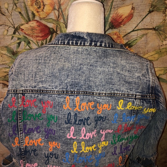 Wren & Glory Rare I Love You Denim Jacket Sz M - Picture 3 of 16